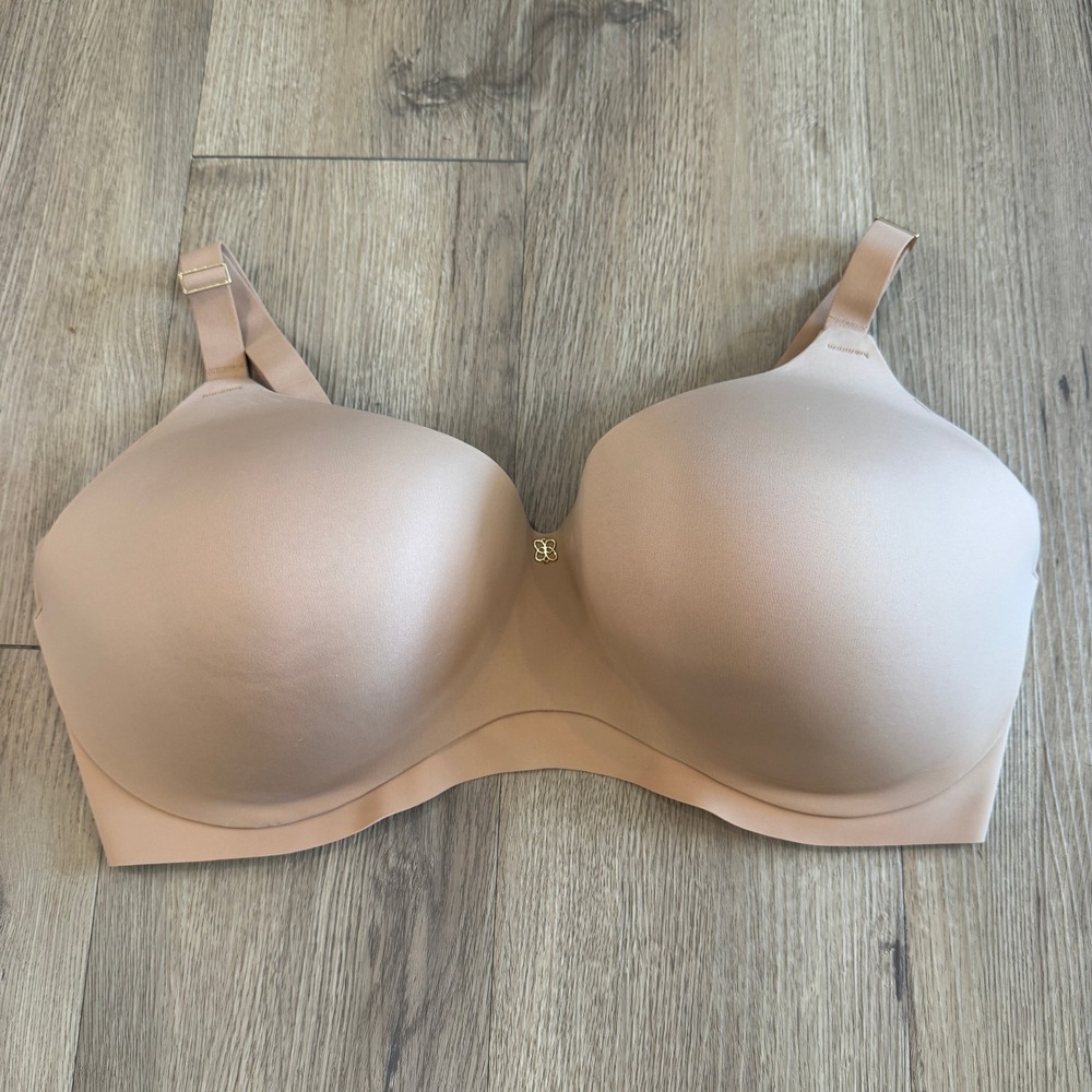 Honeylove CloudEmbrace Wireless Contour T-Shirt Bra Size 40DDD (F) Beige Tan